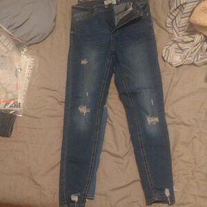 Women's Blue Distressed Jeans